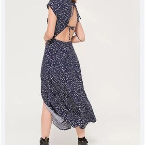 Urban outfitters Navy Polka Dot Open-Back Dress